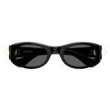 Valentino Oval Womens Sunglasses In Shiny Black