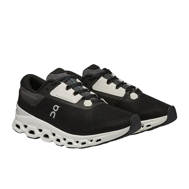 On Mens Cloudstratus 3.0 Shoes In Black & Frost