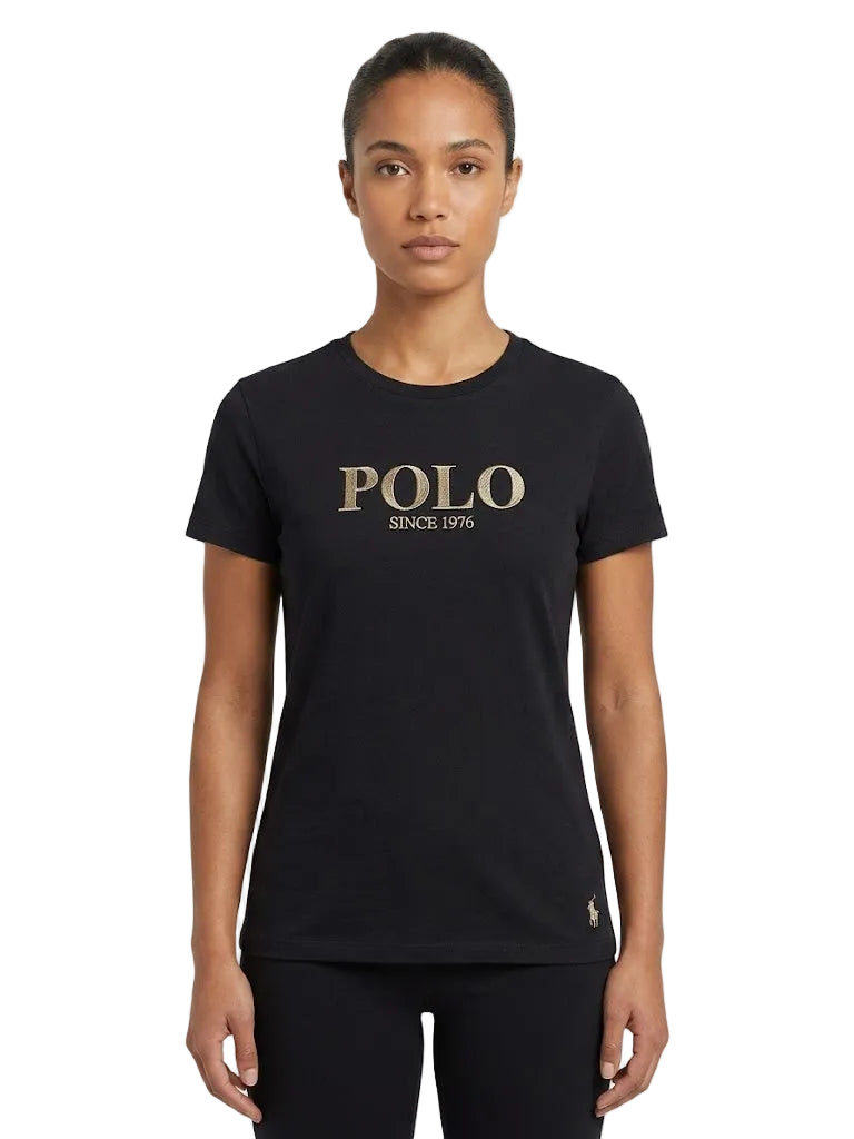 Polo Womens Quinn Short Sleeve Embroidered T-Shirt In Black