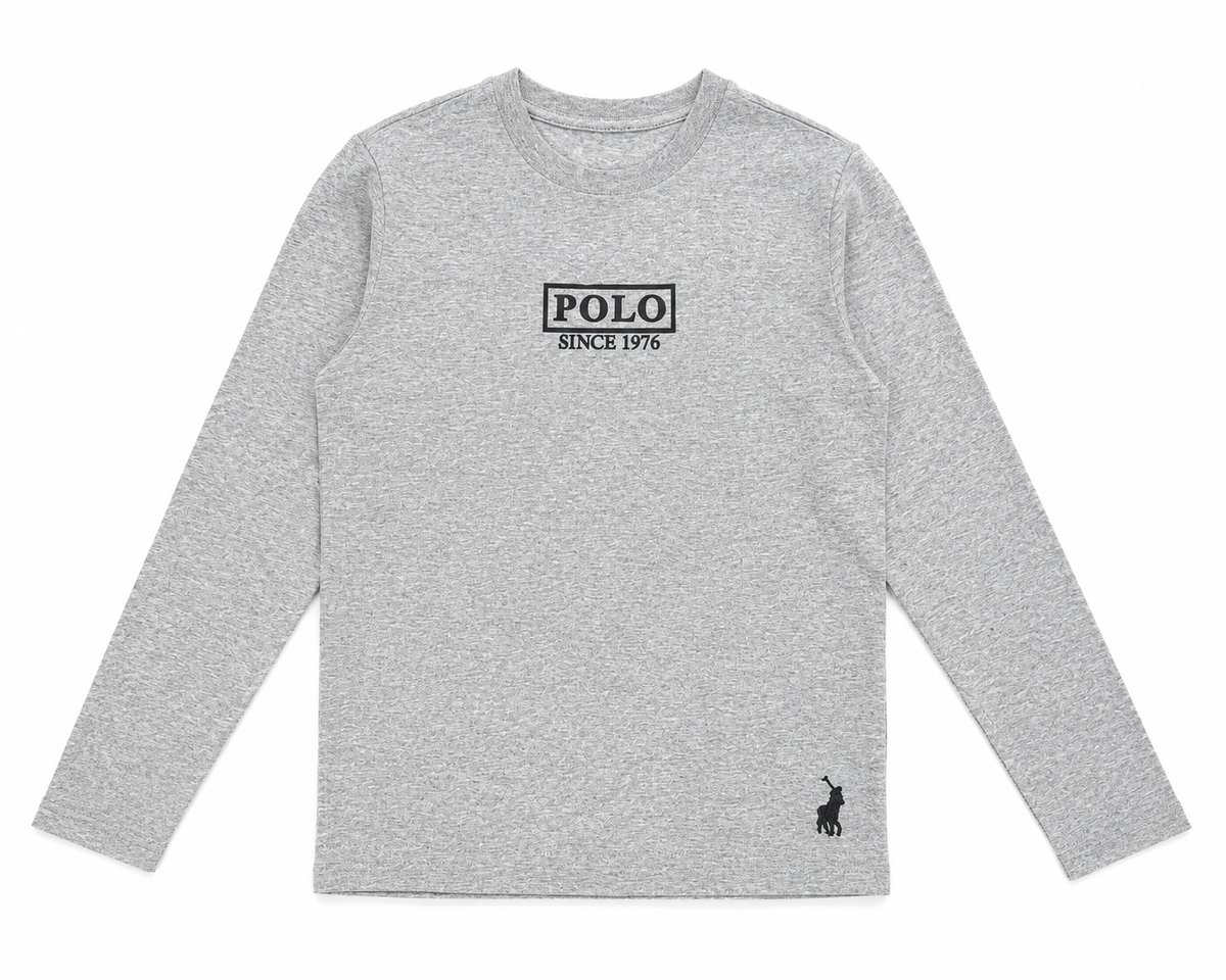 Polo Boys Gary Printed Long Sleeve T-Shirt In Grey