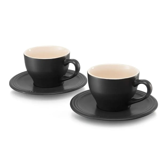 Le Creuset 2 Cup & Saucer Sets In Black
