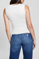 Guess Womens Sl Michela Embell Tank Top In Cream