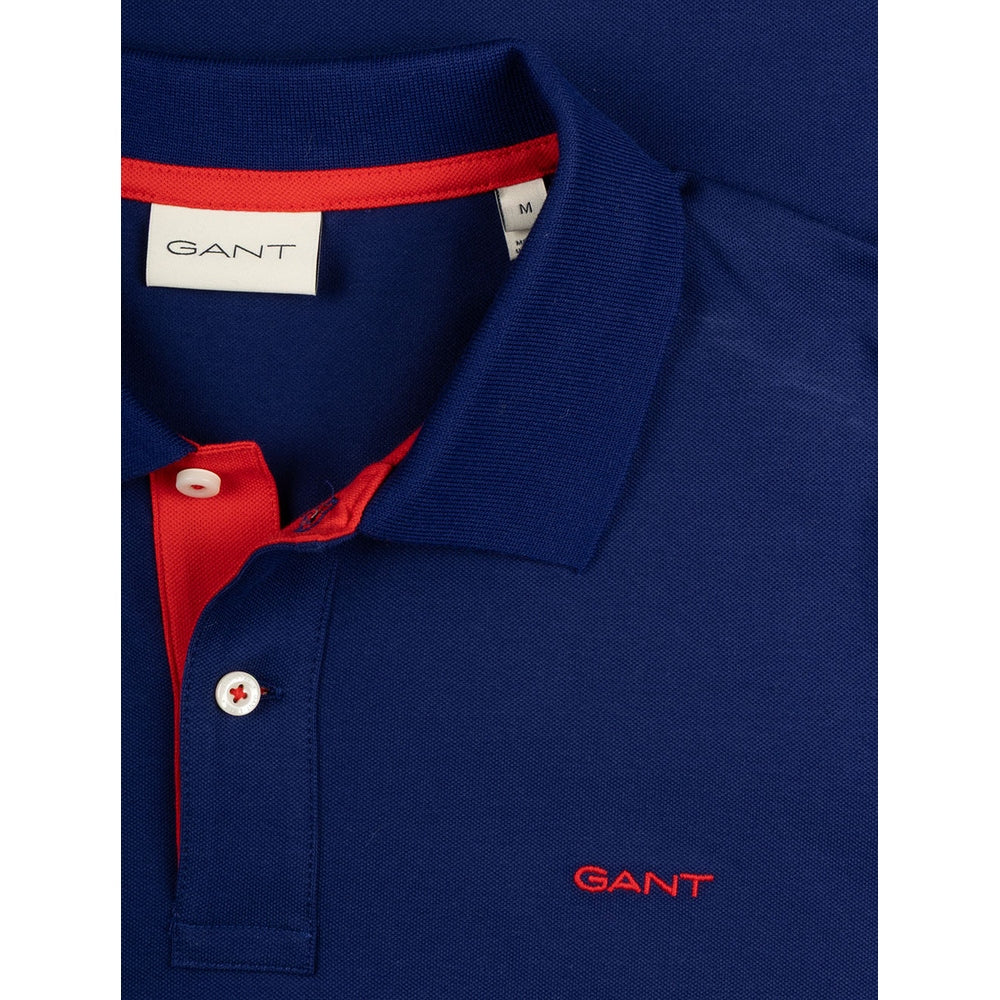 Gant Mens Reg Contrast Pique Golfer In Navy