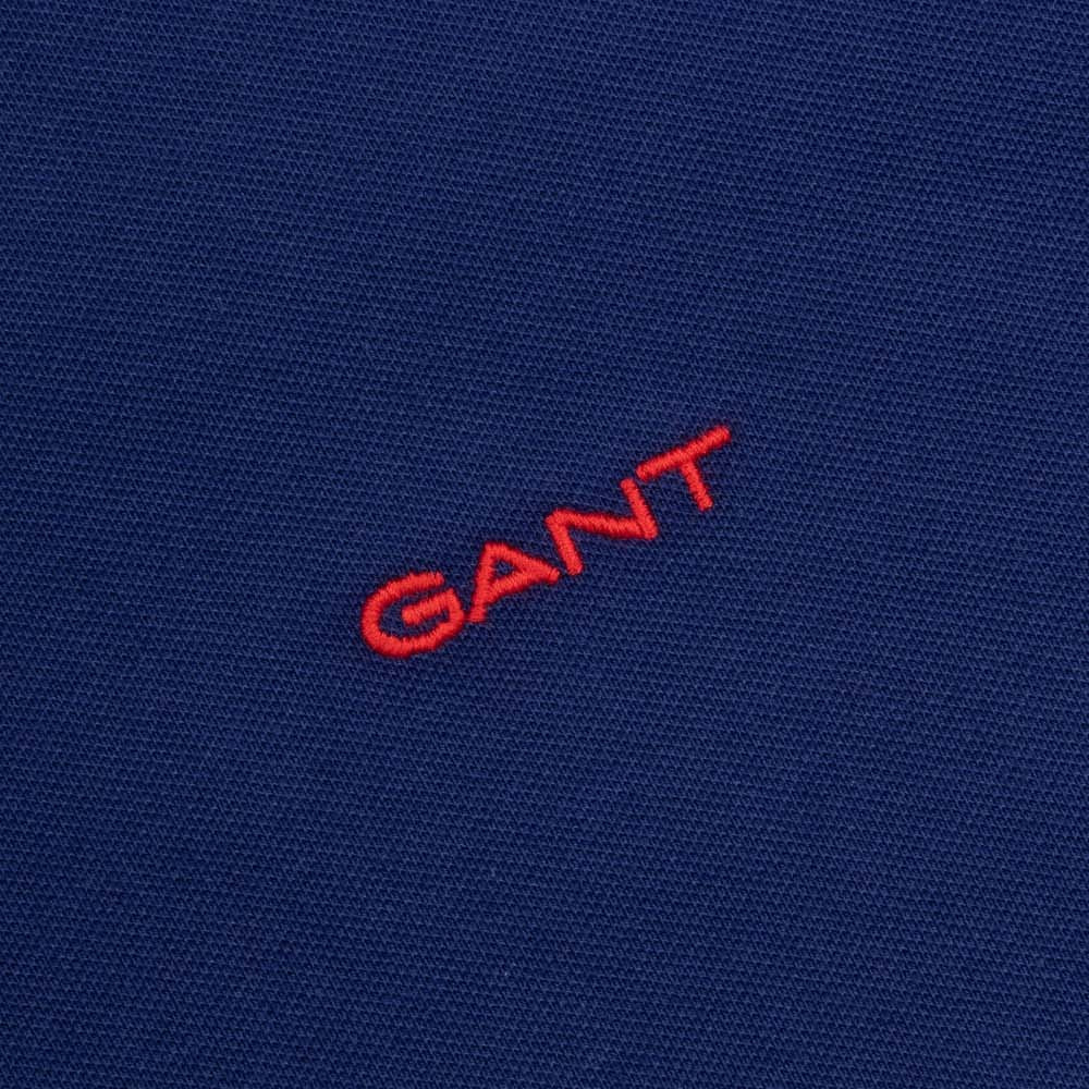 Gant Mens Reg Contrast Pique Golfer In Navy