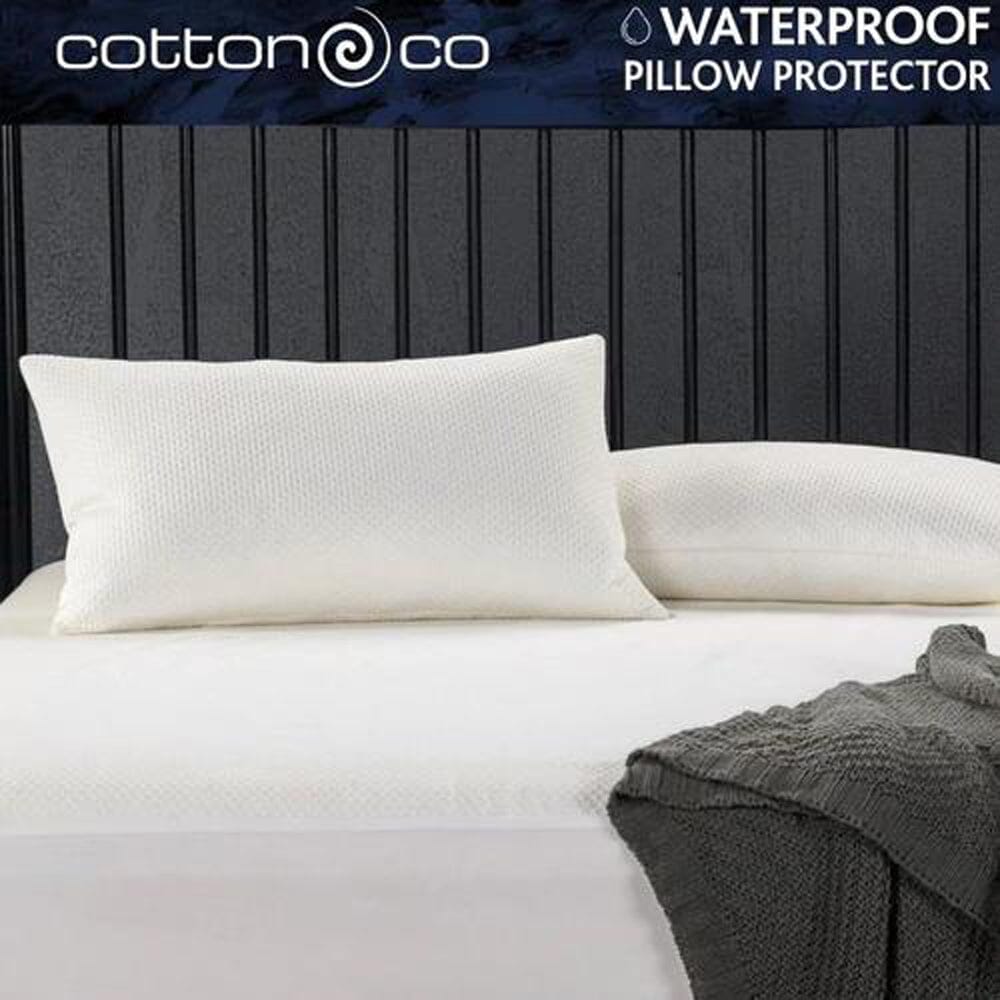 Cotton Co Neutral Waterproof Pillow Protector In White