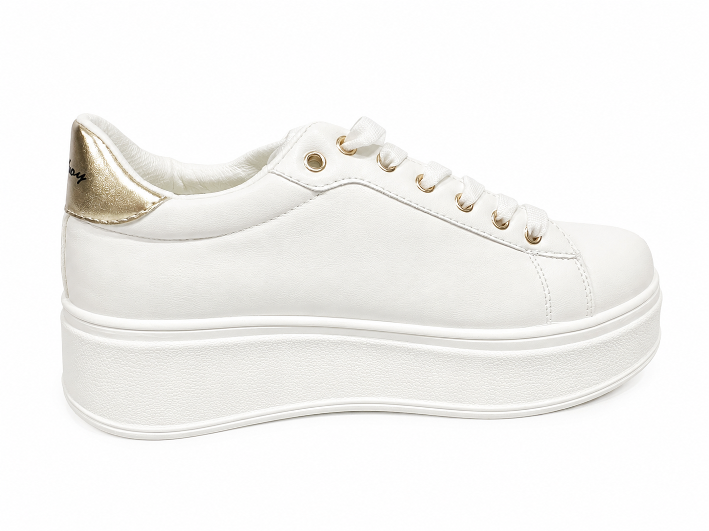 Sissyboy Womens Tatum Platform Sneakers With Chain Detail In White