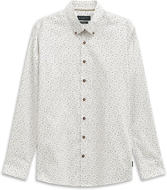 Bugatti Mens Casual Long Sleeve Shirt In White