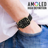 Reflex Active Mens Amoled XI Gold Case Silicone Strap Watch In Black