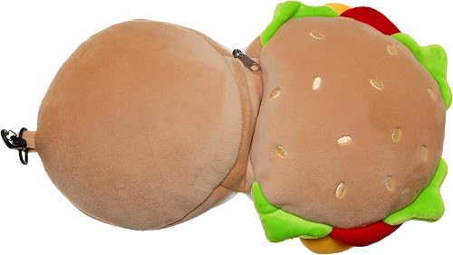 Relaxeazzz Fast Food Burger Round Plush Eye Mask & Travel Pillow In Brown