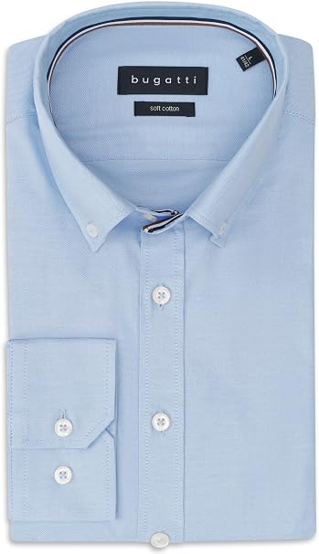 Bugatti Mens Casual 1/1 Sleve Shirt In Light Blue