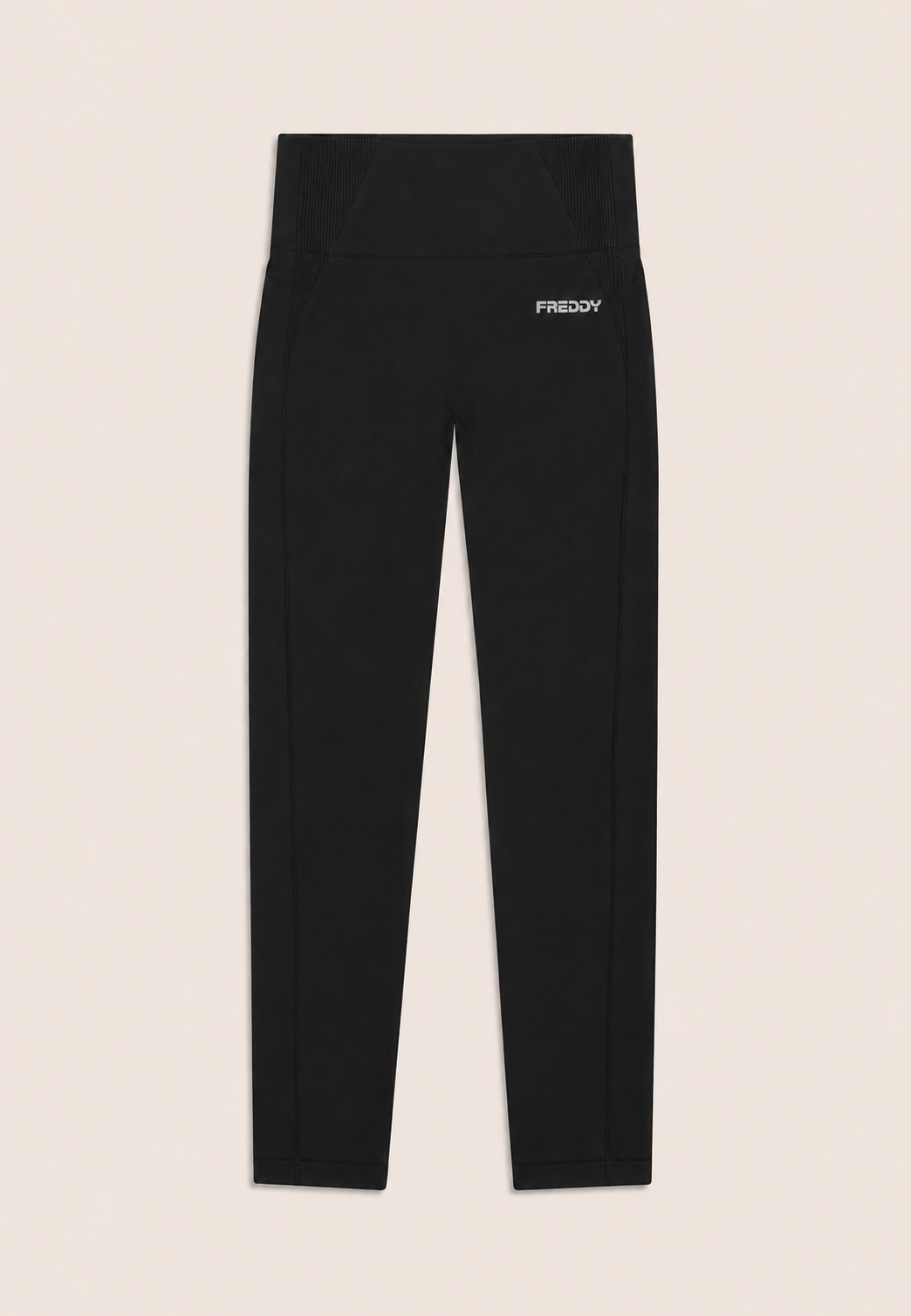 Freddy Womens Knitted Seamless 7/8 Leggings High Waist In Black