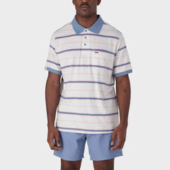 Jeep Mens Yarn Dye Stripe Golfer In Mist