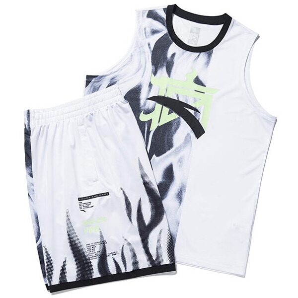 Anta Boys 2 Piece Game Suit In White & Green