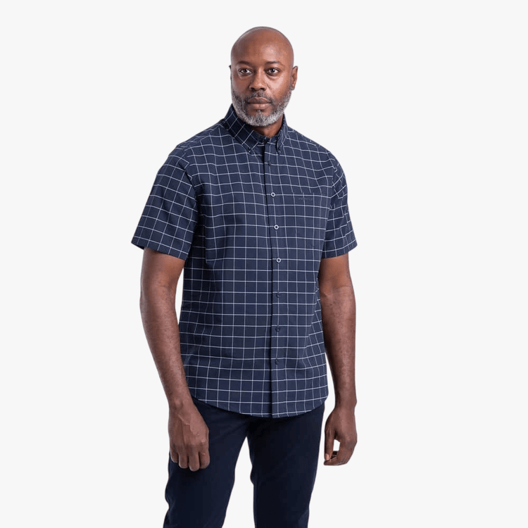 Pringle Mens Oscar Short Sleeve Classic Oxford Shirt In Navy