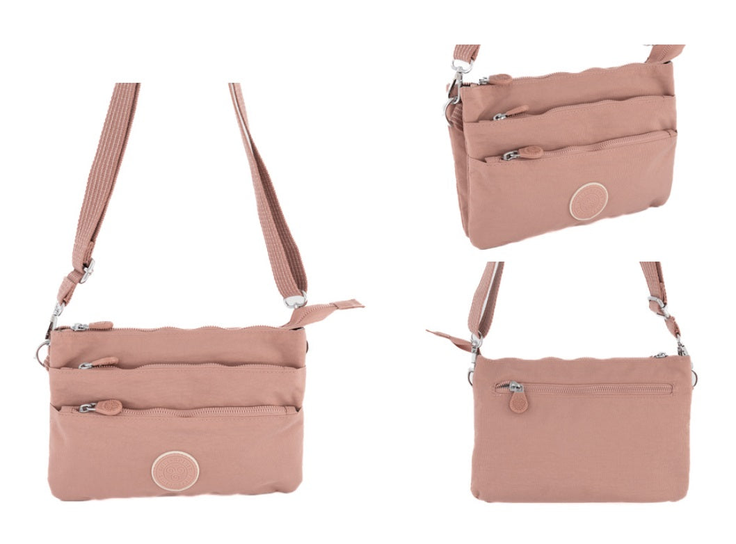 Free Spirit 8661 3 Zipper Sling Bag Blush - One Size