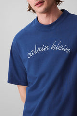 Calvin Klein Mens Center Chain Stitch T-Shirt In Blue