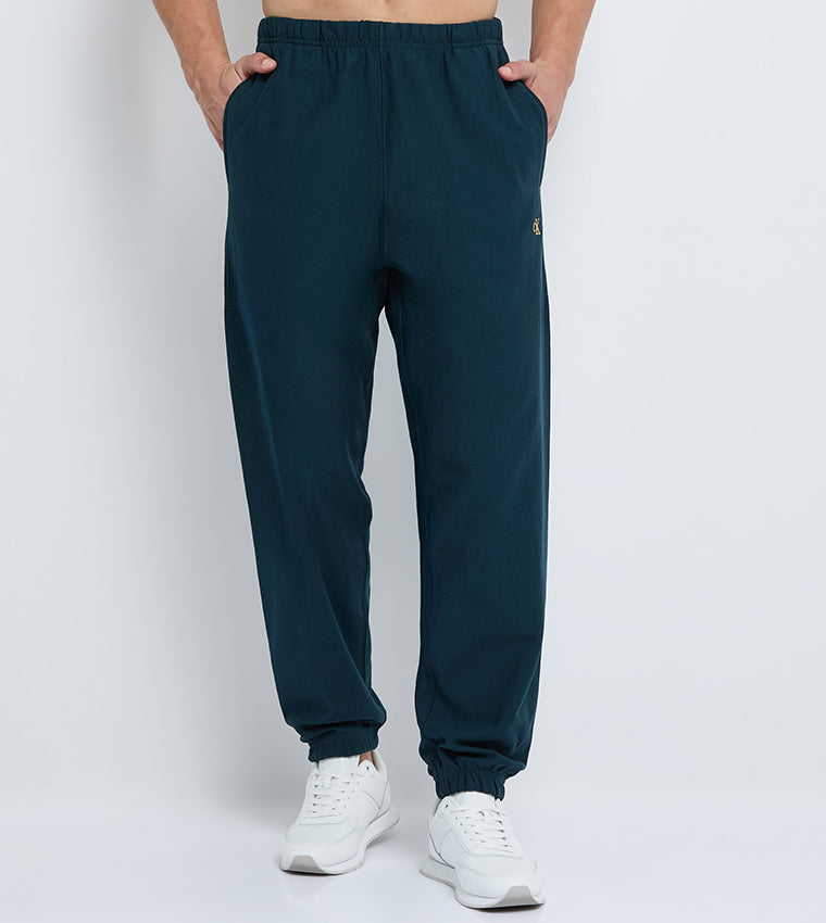Calvin Klein Mens Premium Terry Monogram Joggers In Petrol