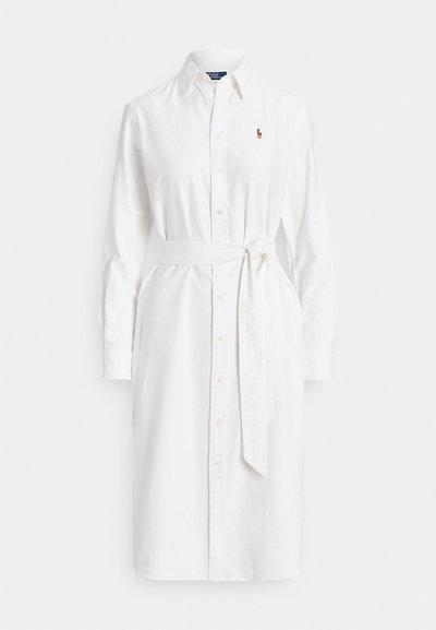 Polo Womens Sarah Belted Shirt Dress In White