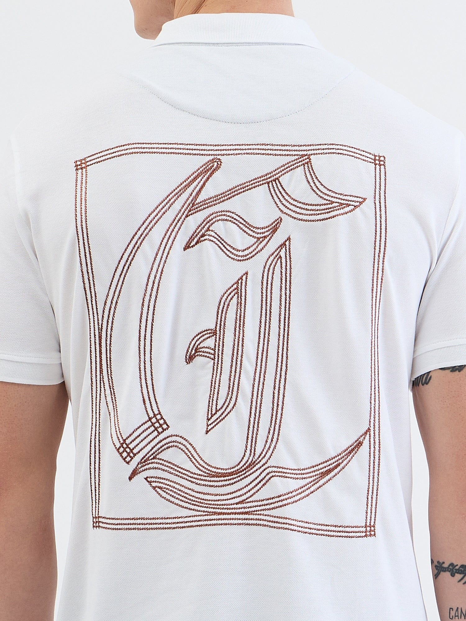 Just Cavalli Mens Cotton Golfer In White