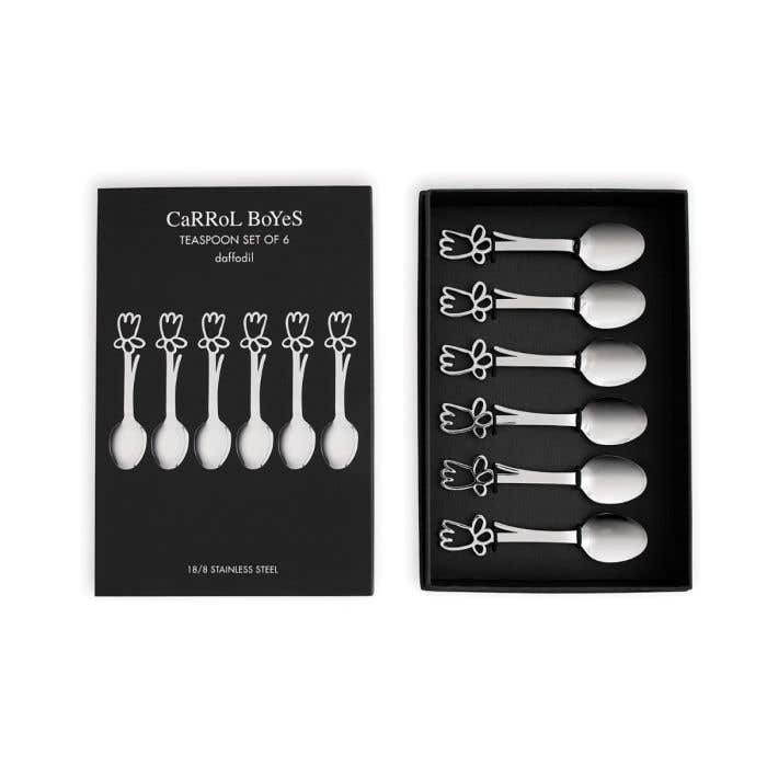 Carrol Boyes Daffodil Set Of 6 Teaspoons In Silver