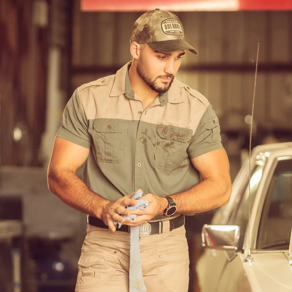 Boerboel Men'S Kalahari Short Sleeves Shirts In Olive/Putty