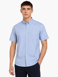 Pringle Mens Charlie Oxfored Short Sleeve Classic Shirt In Blue