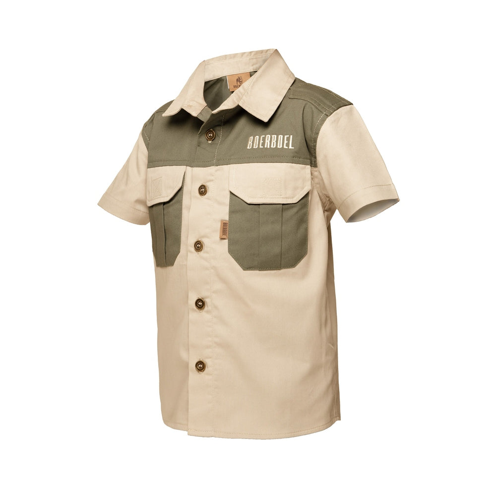 Boerboel Boys Shirt & Short Set in Olive & Stone