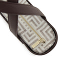 Fenn Gold Zip Printed Canvas Tote Bag In Chocolate
