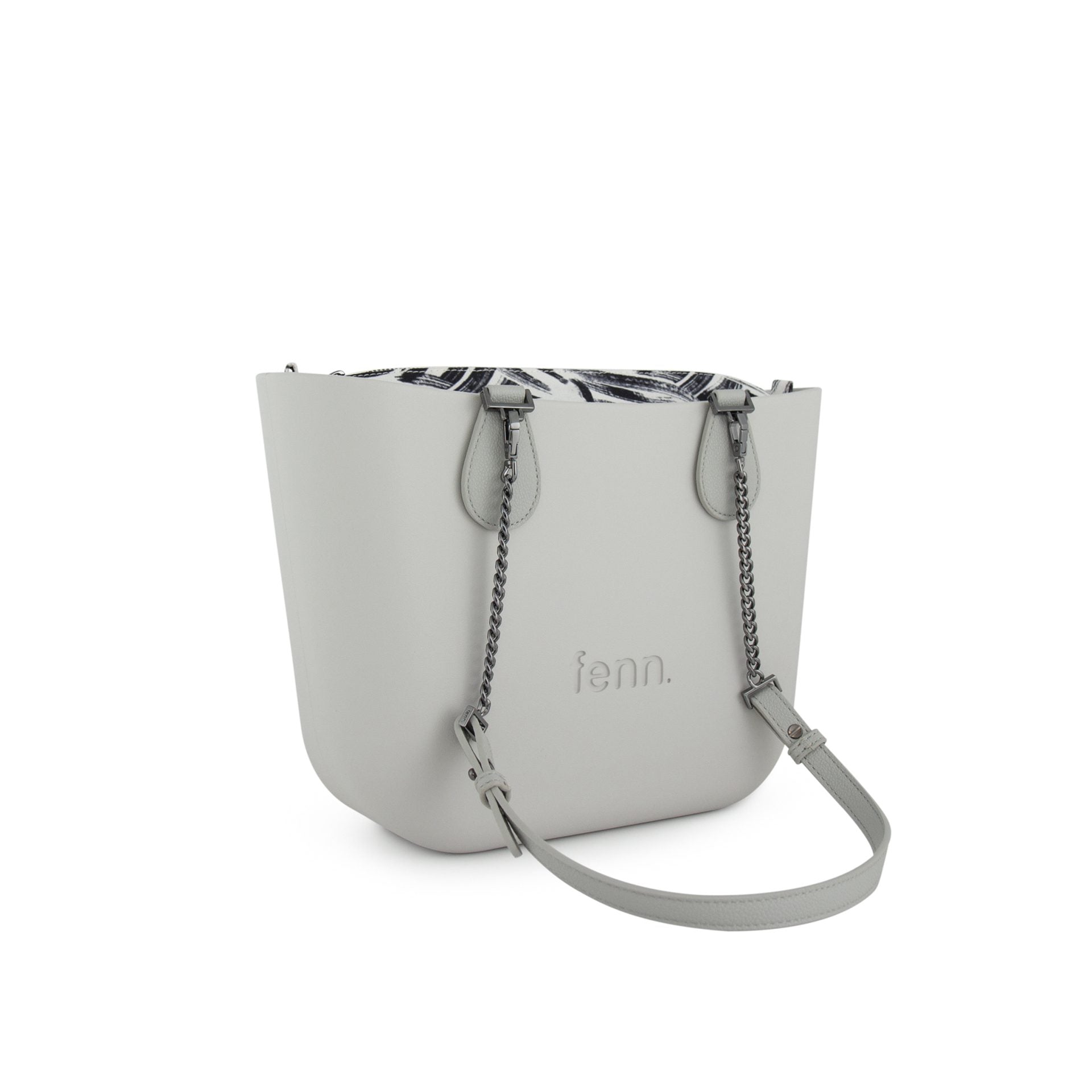 Fenn Gunmetal Chain Tote Bag In Grey