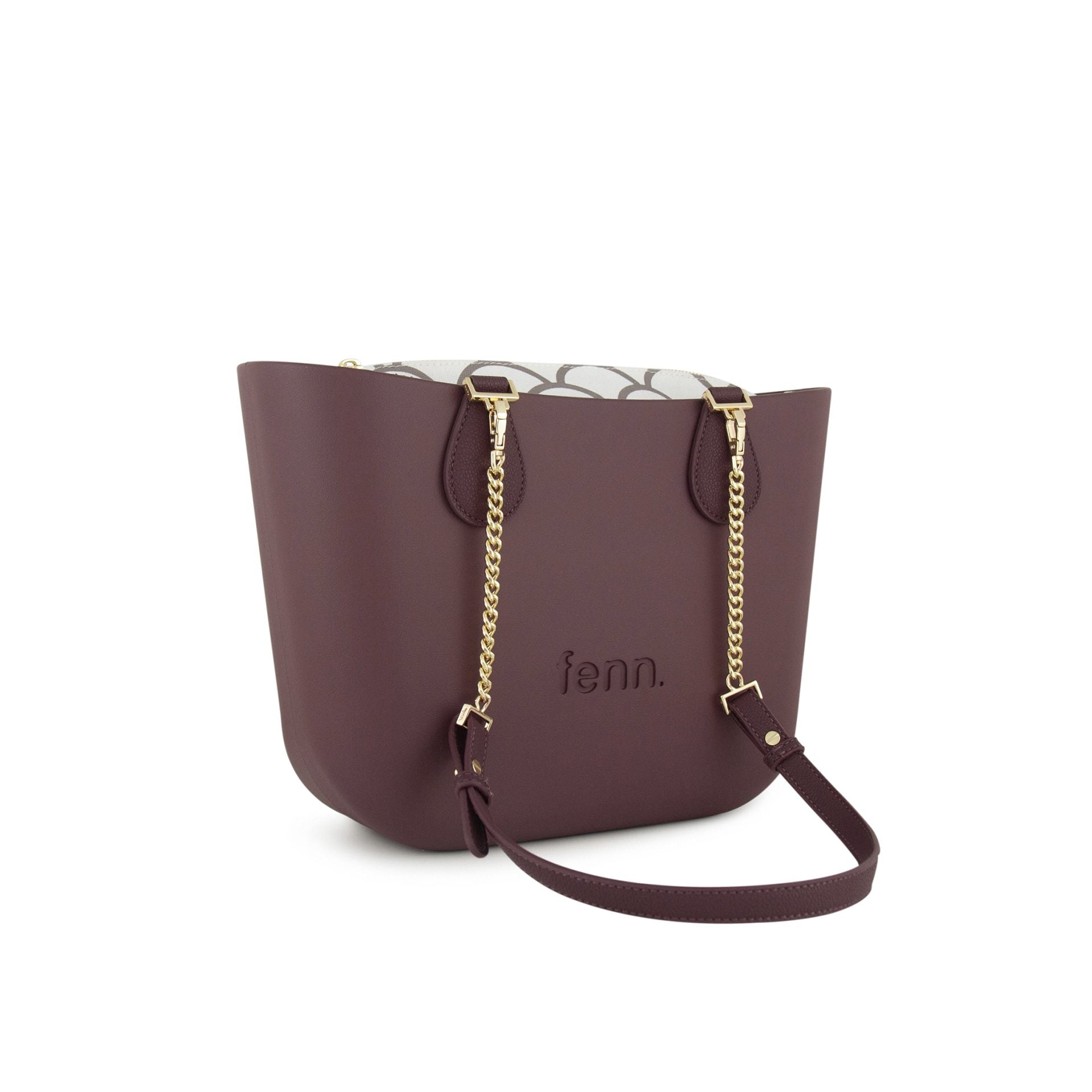 Fenn Gold Zip Chain Tote Bag In Purple