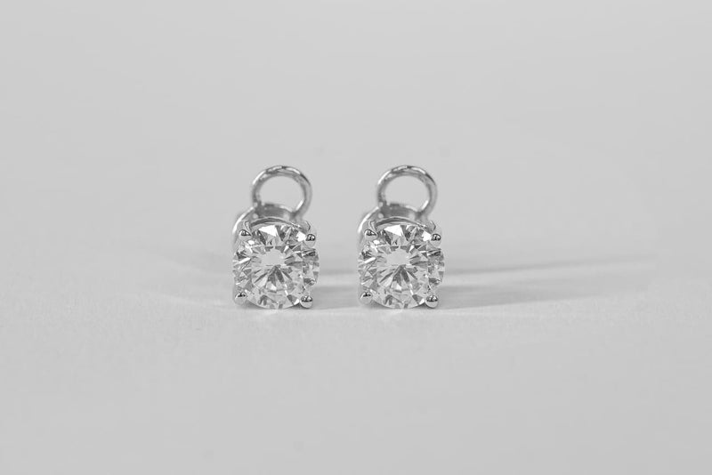 10ct White Gold Round-Cut Diamond Stud Earrings (4-Claw Setting)