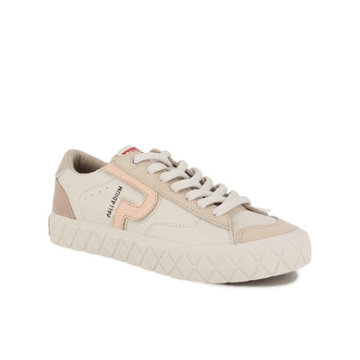 Palladium Womens Ace Lo Mix Leather Shoes In White