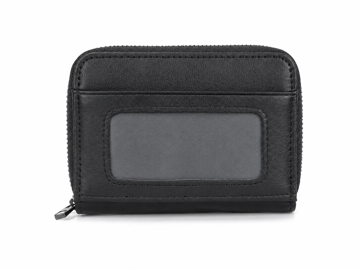 Lefel Mens Leather Zip Around & Front Card Holder In Black