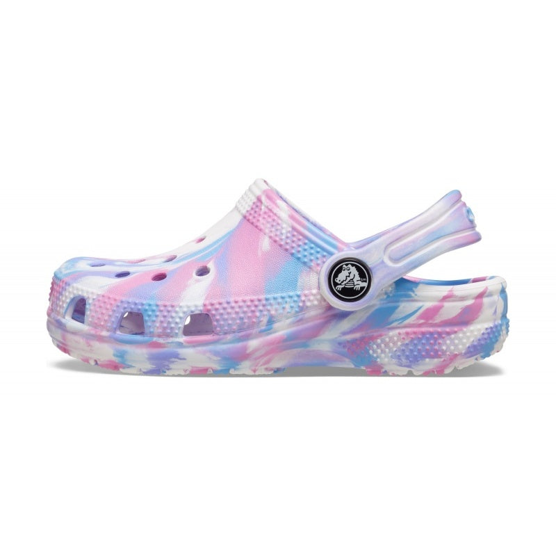 Crocs Classic Marbled Clog In White & Pink