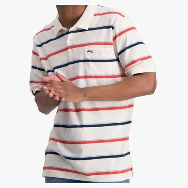 Jeep Multi Stripe Off White Golfer
