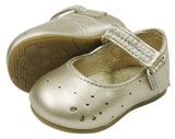 Mother's Choice Girls Shoe With Pearls & Diamantes In Matt Gold