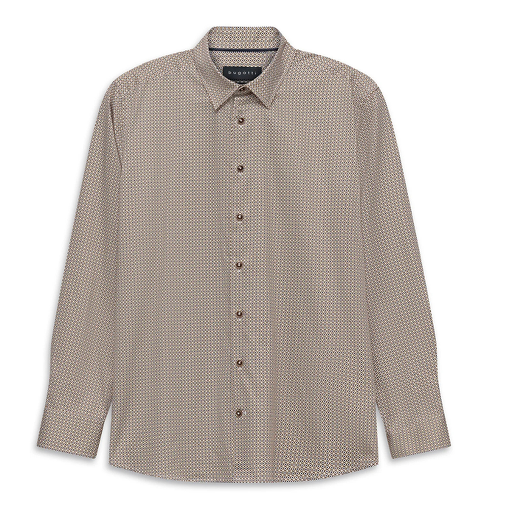 Bugatti Mens Casual Long Sleeve Shirt In Beige