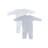 Mothers Choice 2 Piece Baby Grow With Snaps In White And Grey