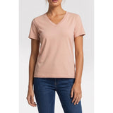 Calvin Klein Womens Short Sleeve Monogram V-neck T-Shirt In Peach