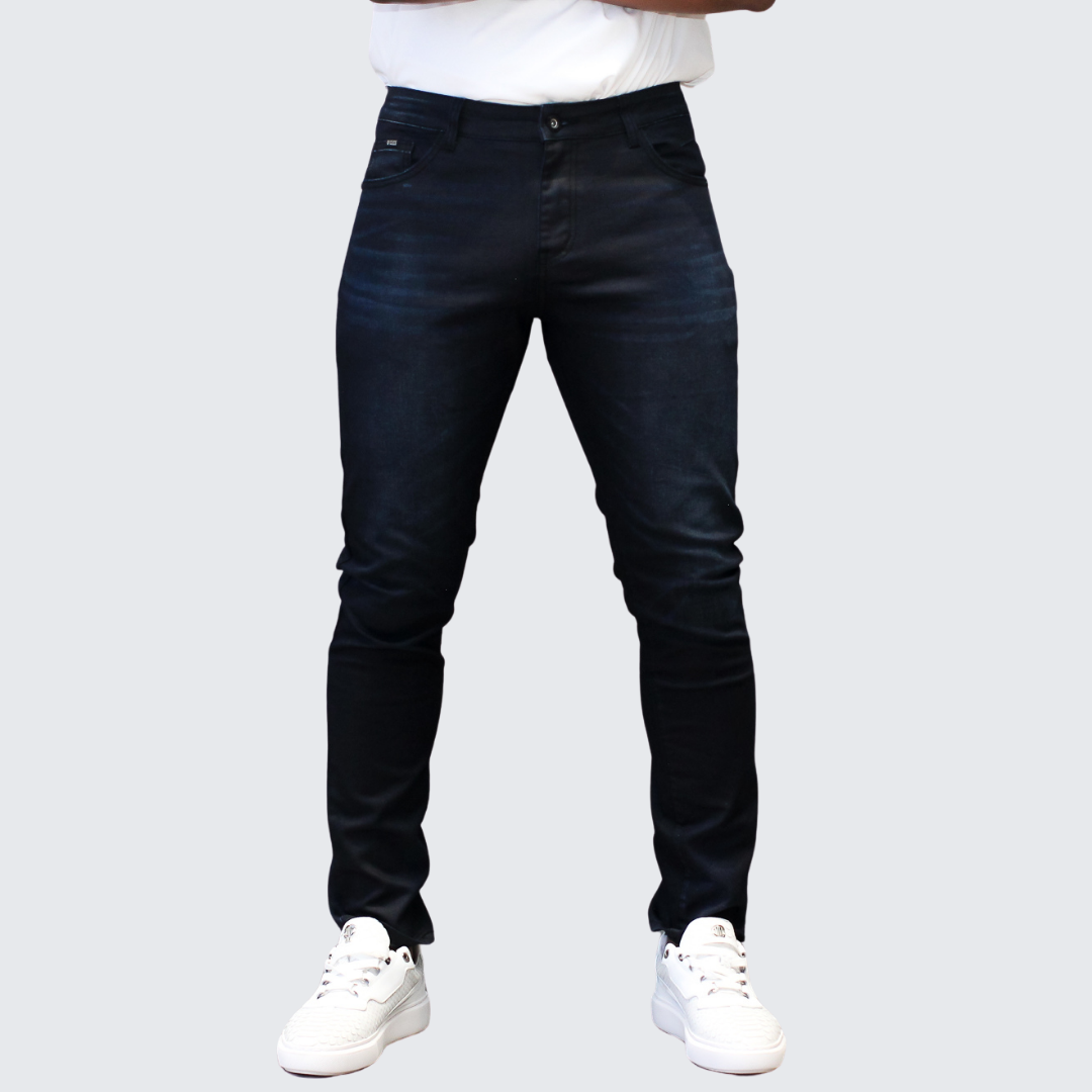 Pure Premium Mens Wax Jeans In Blue Black