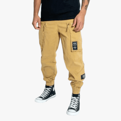 Soviet Mens Cargo Pants with Elastic Waist In Khaki