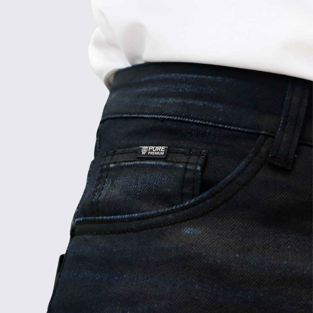 Pure Premium Mens Wax Jeans In Blue Black