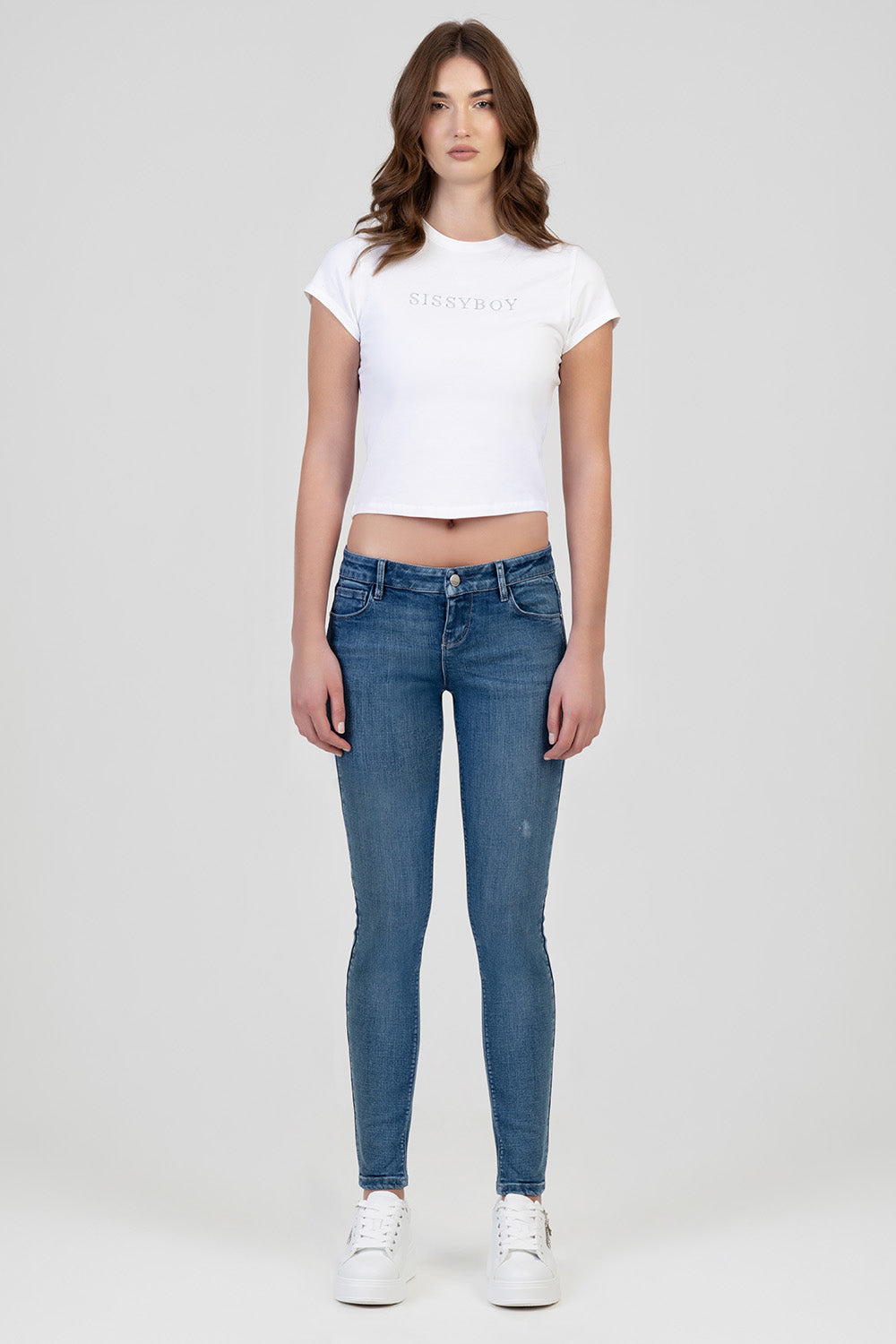 Sissy Boy Womens Anshia Super Low Waist Skinny Jeans In Medium Vintage