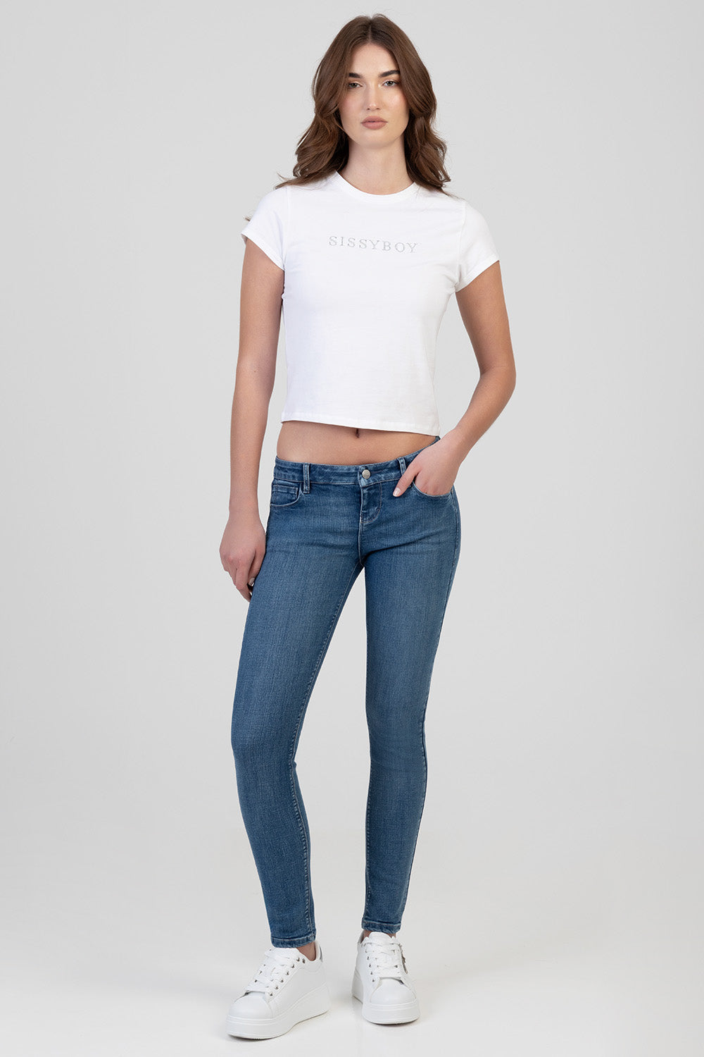 Sissy Boy Womens Anshia Super Low Waist Skinny Jeans In Medium Vintage