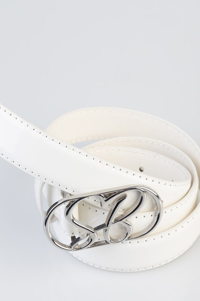 Sissy boy Womens Main Girl Patent Belt In White