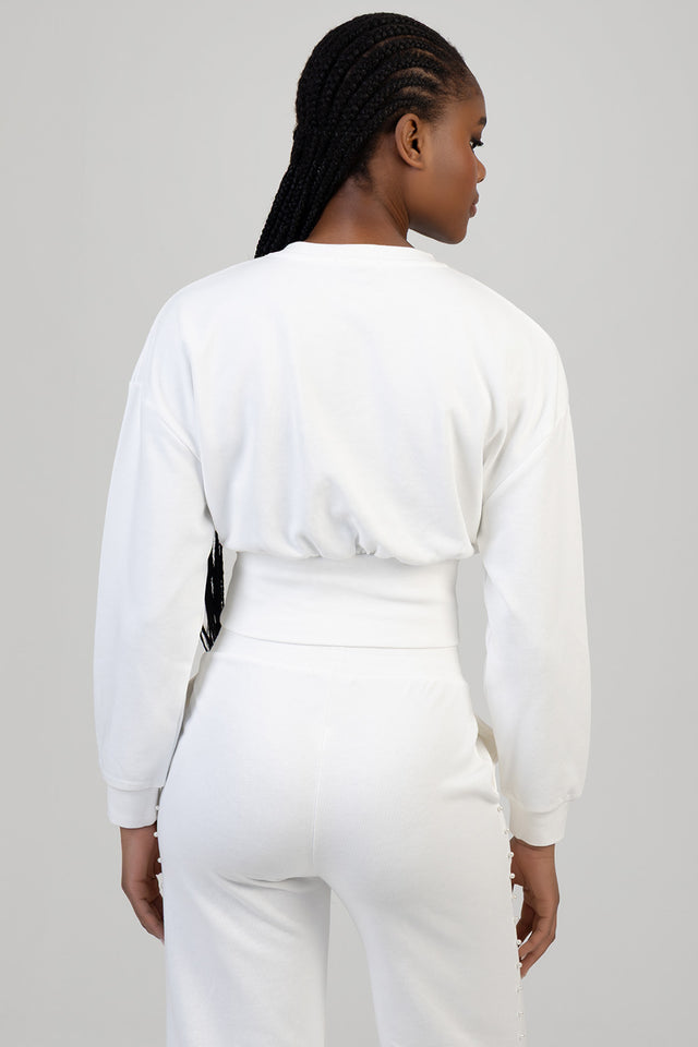 Sissyboy Cross It Sweat Top V-Neck In Off White