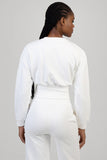 Sissyboy Cross It Sweat Top V-Neck In Off White