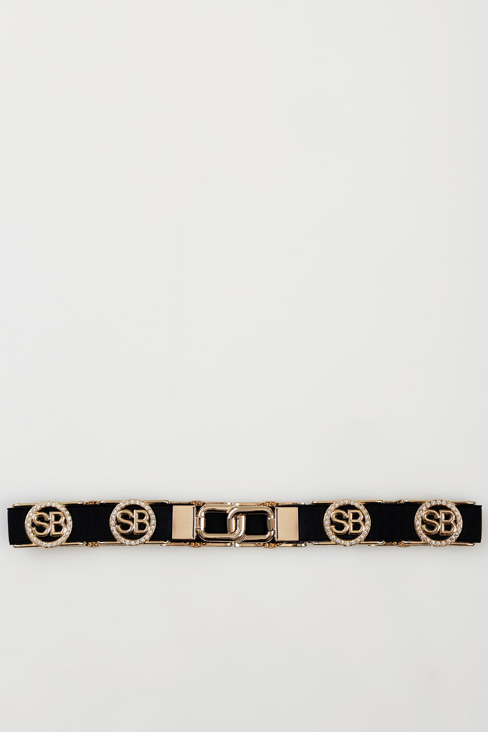 Sissy Boy Womens Elasticated Bling Branded Belt In Black