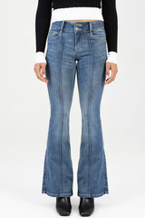 Sissy Boy Womens Mid Waist Skinny Flare Jeans In Light Vintage
