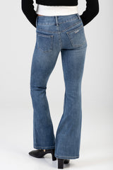 Sissy Boy Womens Mid Waist Skinny Flare Jeans In Light Vintage